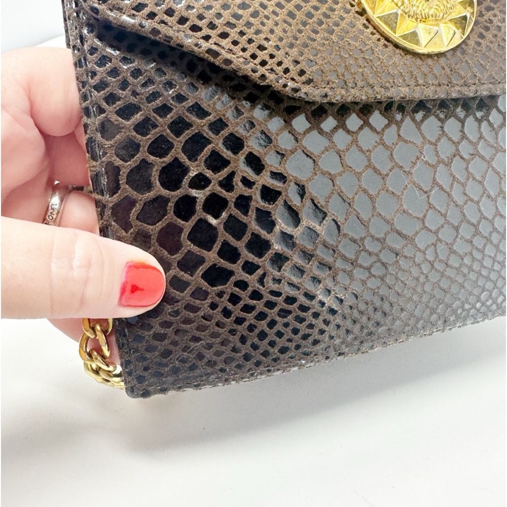 J.RENEE BROWN GOLD CHAIN LION FACE EVENING BAG PURSE - Picture 4 of 12